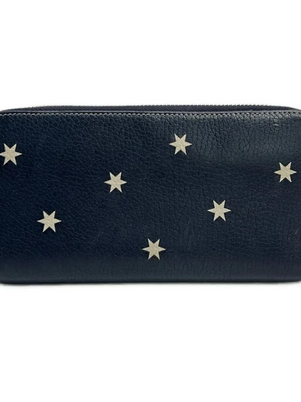 LOEWE Zip Around Wallet Stars Navy Cream Leather Long Wallet